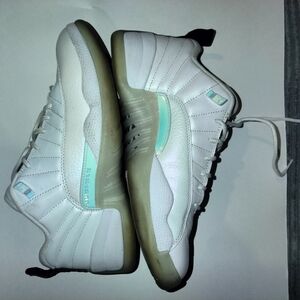 White and Aqua High-Top Sneakers